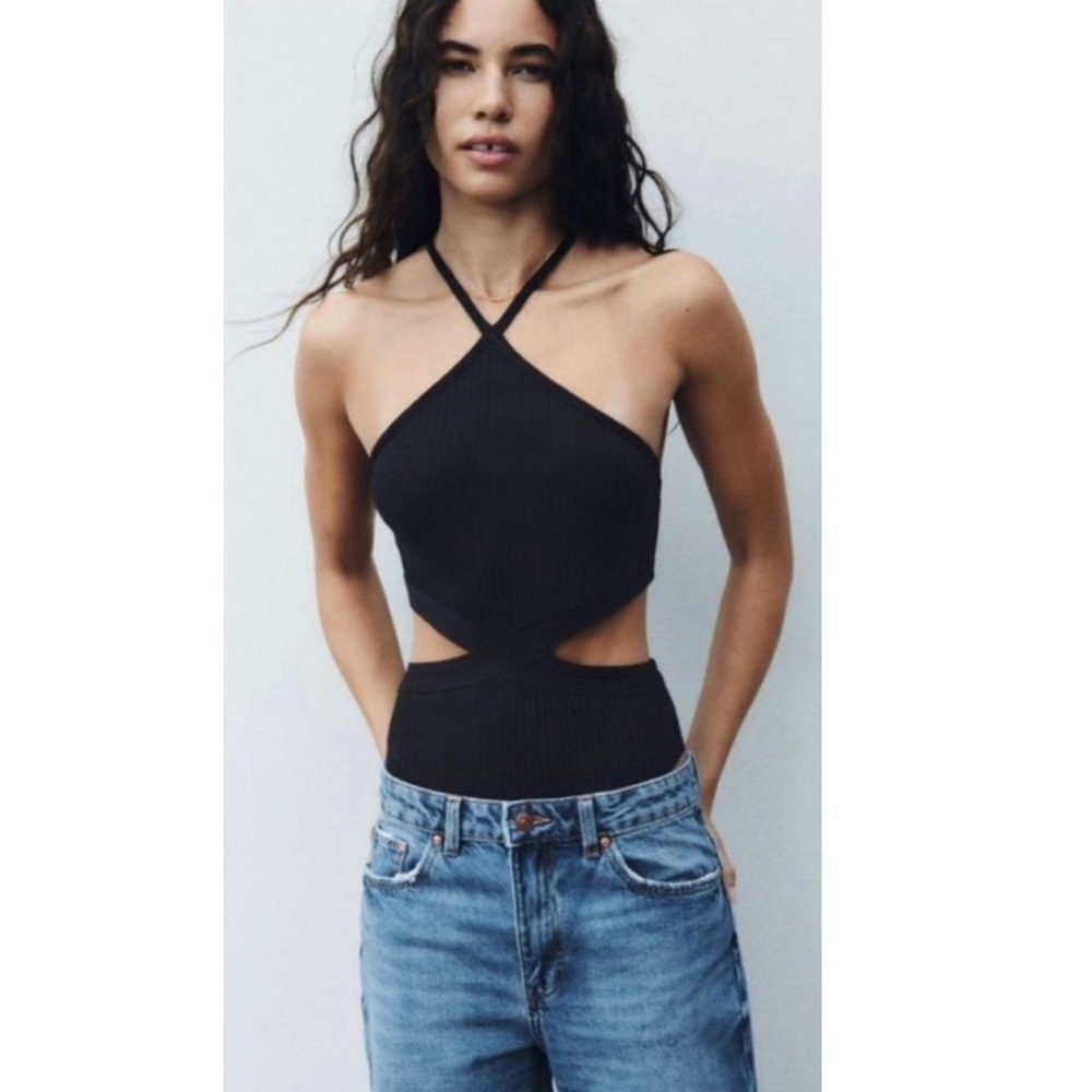 Zara Cut Out Halter Bodysuit.